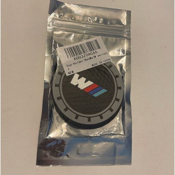BMW Motorsports car cup Coasters in black and gray with logo Set of 2 NWT - Picture 4 of 4